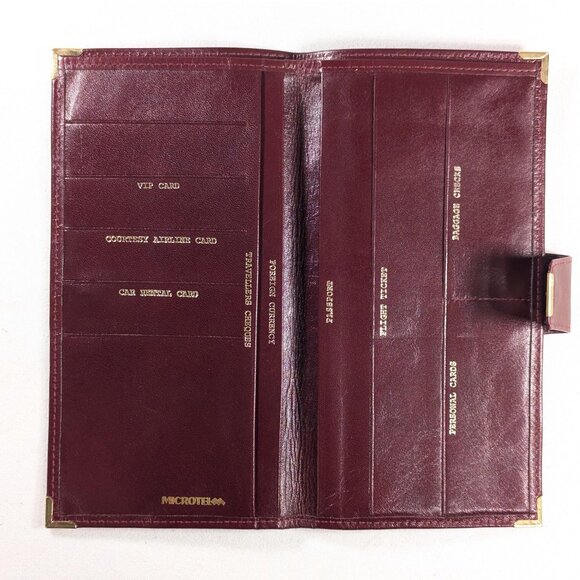 Vintage Burgundy Leather Travel Wallet: Bifold Organizer, Card Holder - Picture 1 of 10